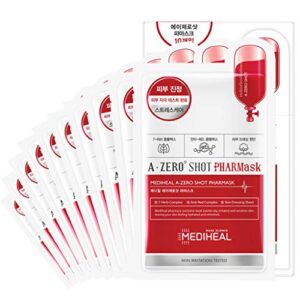 mediheal a-zero shot phar oil-moisture balance mask pack of 10 – cotton facial mask sheet for sebum control and acne relief for acne-prone skin, face mask sheet for maintaining oil-moisture balance, pore cleansing, and minimizing