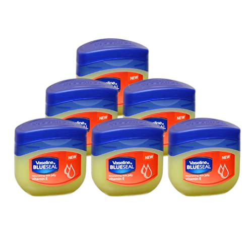 Vaseline BlueSeal Nourishing Skin Jelly 1.7oz (50ml) Jar with Vitamin E (Pack of 6)
