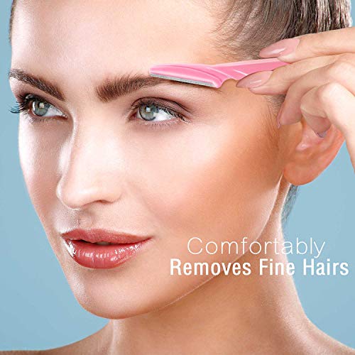 Boao 60 Pieces Eyebrow Razor Eyebrow Razors Shaver Microblades for Women Face Hair Dermaplaning Tool Shaper Trimmer with Precision Cover Skincare Party Favors (Pink, Blue, Yellow)