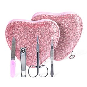 spove heart manicure sets nail clippers pedicure set manicure kit for girls pack of 2 sets