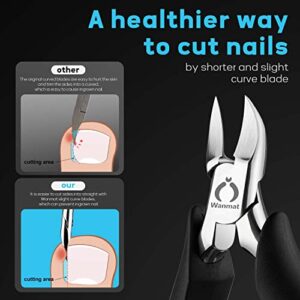 Wanmat Toe Nail Clipper for Thick Toenails,Upgraded Toenails Trimmer and Professional Podiatrist Toenail Nipper for Seniors with Surgical Stainless Steel Sharp Blades Soft Grip Handle(4PCS)