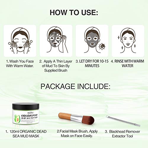 Clay Mask Avocado Dead sea Mud Stick Mask Natural Organic Green Tea Mud Mask Deep Cleansing Blackhead Removal Face Mask Nourishing Hydration Facial Mask With Blackhead Remover Extractor Tools (White)