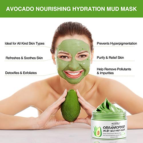 Clay Mask Avocado Dead sea Mud Stick Mask Natural Organic Green Tea Mud Mask Deep Cleansing Blackhead Removal Face Mask Nourishing Hydration Facial Mask With Blackhead Remover Extractor Tools (White)