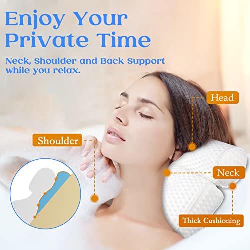 Bath Pillow, Bathtub Pillow with Anti-Slip Suction Cups, 4D Mesh Soft Spa Bath Tub Pillow, Bath Pillows for Tub with Neck and Back Support Fits Bathtub Spa Tub, Father's Day Dad Gifts