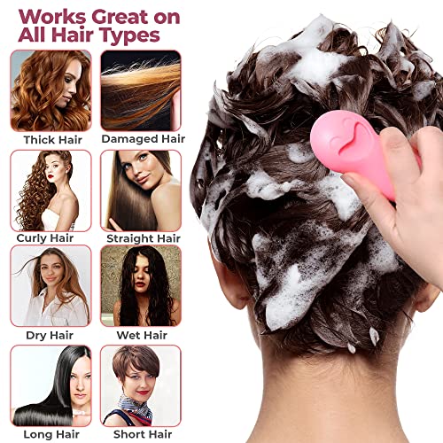 WeeCosy Hair Shampoo Brush Anti Cellulite Massager Scalp Care Hair Brush with Soft Silicone Scalp Massager (Pink)