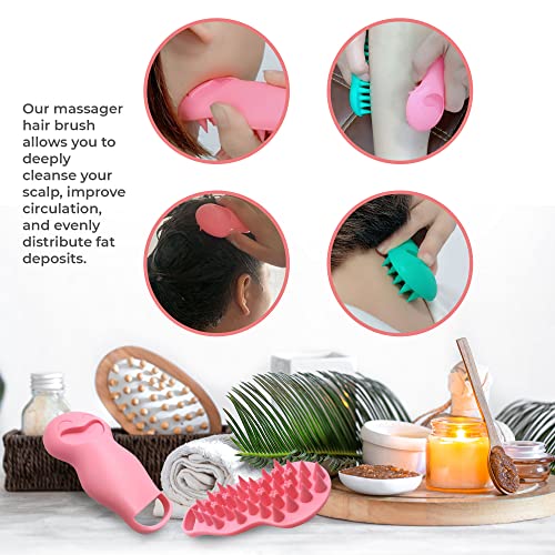 WeeCosy Hair Shampoo Brush Anti Cellulite Massager Scalp Care Hair Brush with Soft Silicone Scalp Massager (Pink)