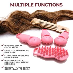 WeeCosy Hair Shampoo Brush Anti Cellulite Massager Scalp Care Hair Brush with Soft Silicone Scalp Massager (Pink)