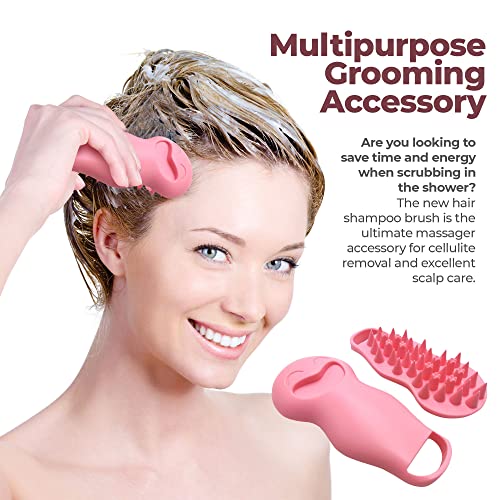 WeeCosy Hair Shampoo Brush Anti Cellulite Massager Scalp Care Hair Brush with Soft Silicone Scalp Massager (Pink)