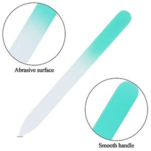 Glass Nail File with Case, EAONE 3 Pack Crystal Nail Files for Natural Nails, Double-Sided Etched Filing Surface Nail Filer, Professional Manicure Nail Care Czech Glass File- Gradient Mix Color