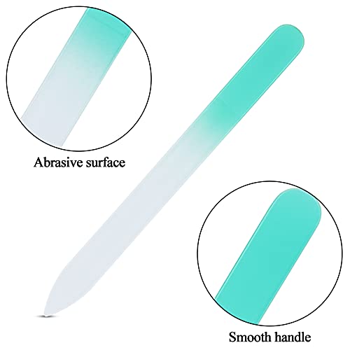 Glass Nail File with Case, EAONE 3 Pack Crystal Nail Files for Natural Nails, Double-Sided Etched Filing Surface Nail Filer, Professional Manicure Nail Care Czech Glass File- Gradient Mix Color