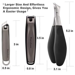 Big Toe-nail Clippers for Thick Nails, Fingernail Toenail Clippers Kit with File and Tweezers (7pcs, Premium, Heavy-Duty Design)