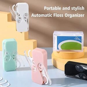 Portable Floss Dispenser, Dental Floss Portable Case Dental Floss Dispenser Dental Floss Picks Cases Automatic Floss Organizer Travel Floss for Women Men Teeth Cleaning (Black)