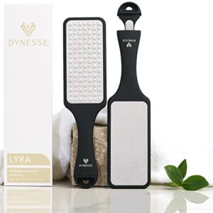 DYNESSE Pedicure Foot File. Professional 3-in-1 Callus Remover with Mini-File. No Risk of Injury. Laser-Cut. Stainless Steel. Scrubber. Reusable