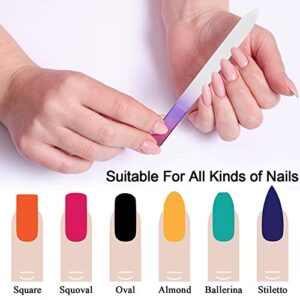 EAONE 20 Pieces Glass Nail File, Crystal Nail File Double Sided Etched Filing Surface Finger Nail Files, Professional Mix Gradients Colors Manicure Nail Care, 10 Color,Bulk Gift Mothers Day Gifts