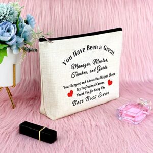 Sfodiary Leaders Boss Appreciation Gifts Makeup Bag Best Boss Gifts for Women Birthday Gift for Manager Mentor Cosmetic Bag Thank You Gift Teacher Gift Ideas Retirement Gift Travel Cosmetic Pouch