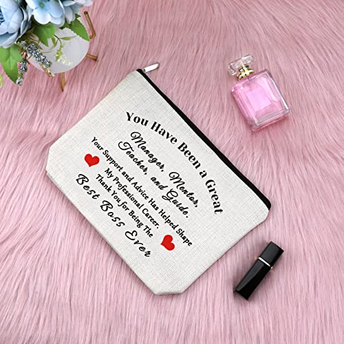 Sfodiary Leaders Boss Appreciation Gifts Makeup Bag Best Boss Gifts for Women Birthday Gift for Manager Mentor Cosmetic Bag Thank You Gift Teacher Gift Ideas Retirement Gift Travel Cosmetic Pouch