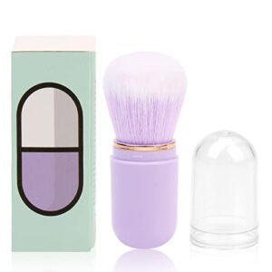 unimeix retractable kabuki brush travel makeup brushes face blush brush foundation brush for liquid makeup, powder, contouring, cream(purple)