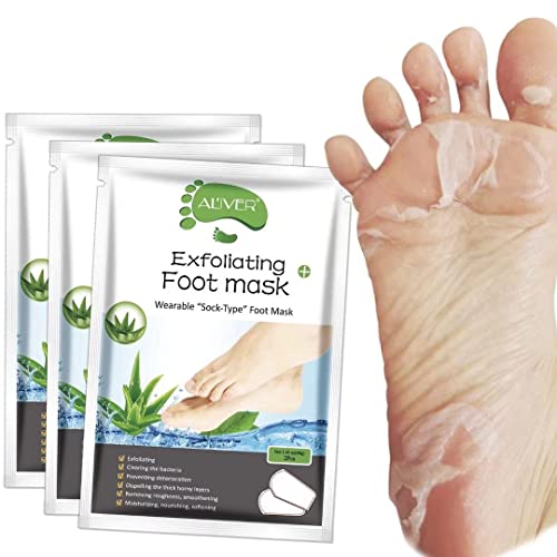 Foot Peel Mask 3 Pack， Exfoliator Peel Off Calluses Dead Skin Callus Remover，Baby Soft Smooth Touch Feet-Men Women (Aloe Vera)