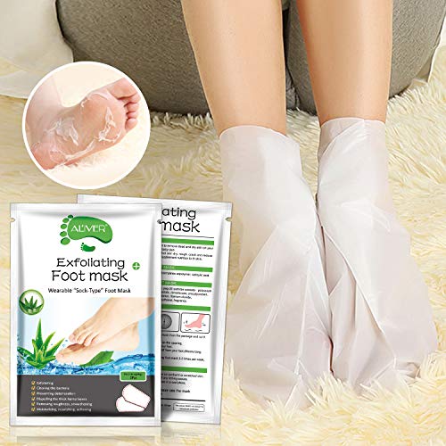 Foot Peel Mask 3 Pack， Exfoliator Peel Off Calluses Dead Skin Callus Remover，Baby Soft Smooth Touch Feet-Men Women (Aloe Vera)