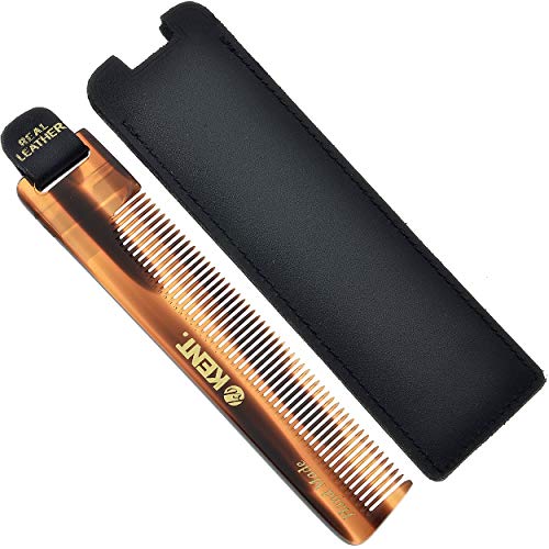 Kent NU22 Handmade All Fine Tooth Pocket Comb for Men, Women and Kids, Hair Comb Straightener for Everyday Grooming Styling Hair, Beard and Mustache, Saw Cut and Hand Polished, Made in England