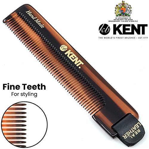 Kent NU22 Handmade All Fine Tooth Pocket Comb for Men, Women and Kids, Hair Comb Straightener for Everyday Grooming Styling Hair, Beard and Mustache, Saw Cut and Hand Polished, Made in England