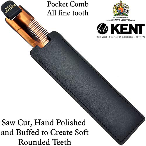 Kent NU22 Handmade All Fine Tooth Pocket Comb for Men, Women and Kids, Hair Comb Straightener for Everyday Grooming Styling Hair, Beard and Mustache, Saw Cut and Hand Polished, Made in England