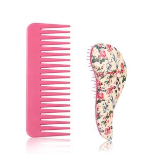 𝐂𝐀𝐍𝐃𝐘𝐁𝐑𝐔𝐒𝐇 Detangler Hair Brush Wet Brush Mini Detangling Hairbrush for Curly Thick Natural Straight Fine Wet Dry Hair for Kids Toddlers Girls Pain Free Small (Cute Flower)