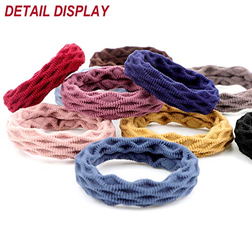 60 Pieces Seamless Hair Ties Ponytail Holders Thick Elastic Hair Tie Cotton No Crease Hair Band for Women,girl,thick Heavy and Curly Hair,lightweight Highly Elastic,4 Styles (Mixed Color)