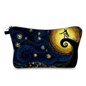 mrsp cosmetic bag makeup bags for women,small makeup pouch travel bags for toiletries waterproof dead the nightmare before christmas (the starry night)