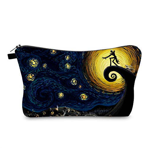 MRSP Cosmetic Bag Makeup bags for women,Small makeup pouch Travel bags for toiletries waterproof Dead The Nightmare Before Christmas (The Starry Night)