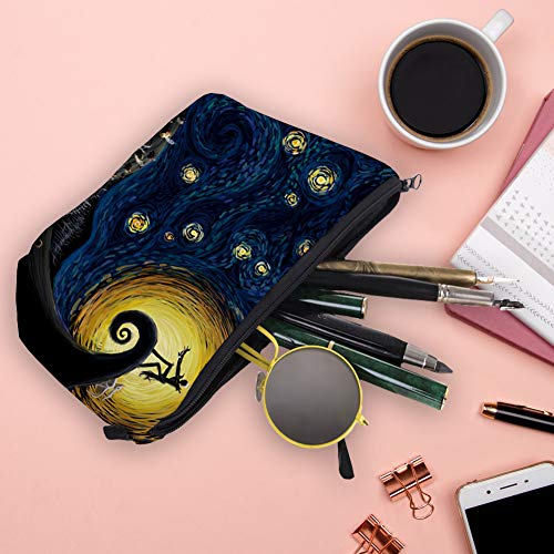 MRSP Cosmetic Bag Makeup bags for women,Small makeup pouch Travel bags for toiletries waterproof Dead The Nightmare Before Christmas (The Starry Night)