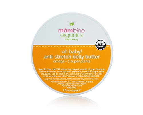 Mambino Organics Oh Baby! Belly Butter - All Natural Anti Stretch Mark Cream, 2.5 Ounces