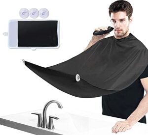 beard apron catcher – christmas gifts for man beard trimming bib, adjustable hair catcher with 3 suction cups & a storage box non-stick beard catcher grooming cape