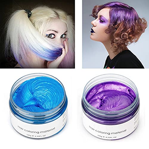 6 Colors Hair Color Wax - 6 in 1 Sliver Blue Purple Gold Green Pink Red, Temporary Hair Color for Party, Cosplay, Date, Halloween