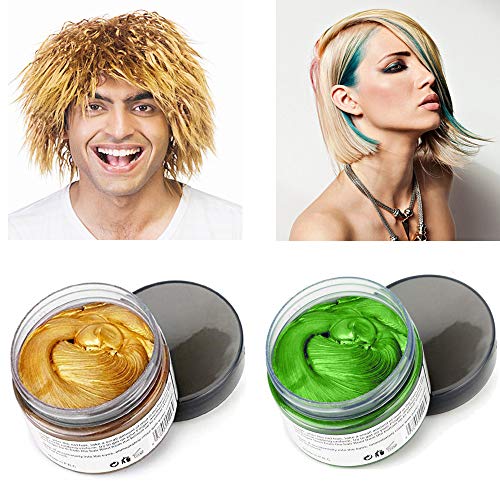 6 Colors Hair Color Wax - 6 in 1 Sliver Blue Purple Gold Green Pink Red, Temporary Hair Color for Party, Cosplay, Date, Halloween