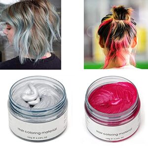 6 Colors Hair Color Wax - 6 in 1 Sliver Blue Purple Gold Green Pink Red, Temporary Hair Color for Party, Cosplay, Date, Halloween