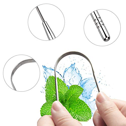 YIBIDINAY Tongue Scraper Cleaner for Adults Surgical Grade Stainless Steel Metal Tongue Brush Dental Kit Professional Eliminate Bad Breath With Non-synthetic Grip (2 Pack)