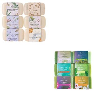 o naturals. natural soap collection and green tea soap collection bundle. two 6 packs 4 ounce each bar