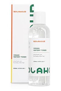 nolahour vegan watery toner | facial toner for men and women | hydrating toner for face w/natural ingredients | toner for oily skin & sensitive skin | korean toner for face (pack of 1, 6.76 fl oz)