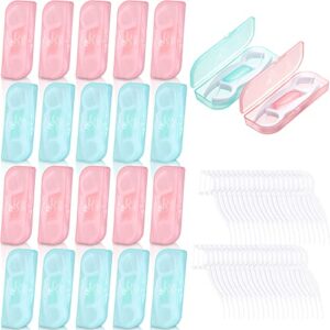 newtay dental floss picks with travel case portable dental floss travel flosser for women men teeth cleaning, peach powder and fresh green (20 box)