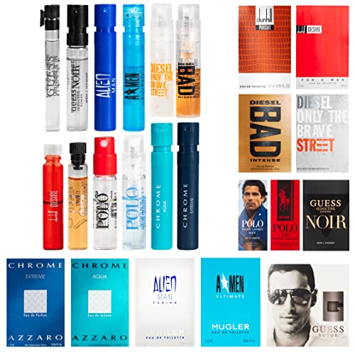 Infinite Scents Cologne Samples for Men: 12 Designer Fragrances + Pocket-Sized Pouch - Travel-Size Men's Cologne Sampler Set, Cologne Sample Pack Gift Set