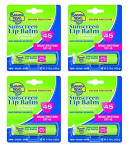 banana boat sunscreen lip balm aloe vera with vitamin e spf 45 0.15 oz (pack of 4)
