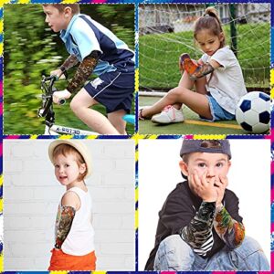 12 Pieces Tattoo Arm Sleeves for Kids Temporary Kids Tattoo Sleeve UV Sun Protection Kids Arm Sleeves (Rich Pattern)