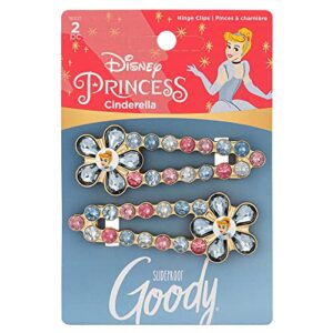 goody hinge jewel clip – disney princess, cinderella – slideproof rhinestone hair accessories for men, women, boys & girls – style with ease & keep your hair secured – all hair types