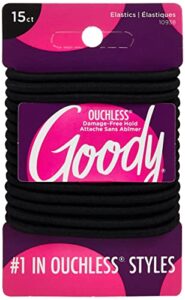 goody womens ouchless braided elastics, black, 15 count