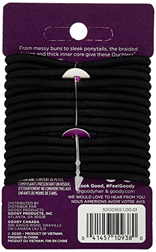 Goody WoMens Ouchless Braided Elastics, Black, 15 Count