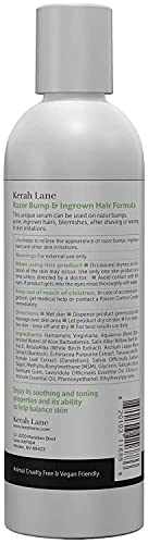 Kerah Lane Razor Bump & Ingrown Hair Formula for Women, Men - 8oz Serum Treatment for After Shave Burn, Skin Irritation from Waxing, Shaving, Electrolysis, Laser Hair Removal, 8 Oz