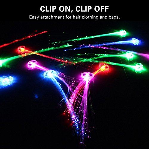 Topist LED Lights Hair, 12 Light-Up Fiber Optic LED Hair Barrettes Party Favors for Party, Bar Dancing Hairpin, Hair Clip, Multicolor Flash Barrettes Clip Braid, 12 Pack