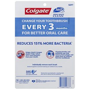 Colgate 360° Toothbrush with Tongue and Cheek Cleaner, Soft - 6 Count