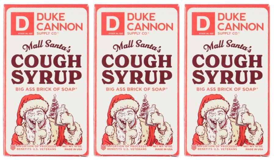 Duke Cannon Supply Co. Big Ass Brick of Soap Bar Holiday Edition Mall Santa (Crushed Candy Canes Scent) Multi-Pack - Superior Grade, Extra Large, Paraben-Free, 10 oz (3 Pack)